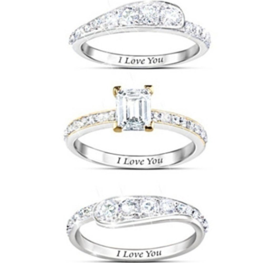 3pcs Ring Set  Unisex 925 Sterling Silver plated
